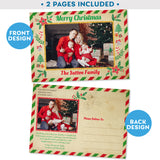 PRINTABLE Christmas Greetings (Single) Family Photo Vintage Airmail Postcard