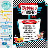 PRINTABLE 50s Diner Menu in Black, Red and Teal 5" x 7"