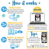 PRINTABLE 50s Diner Menu in Black, Red and Teal 5" x 7"