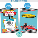 PRINTABLE 50s Diner Menu in Teal, Yellow and Red 5" x 7"