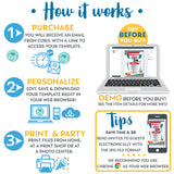 PRINTABLE 50s Diner Menu in White, Red and Teal 5" x 7"