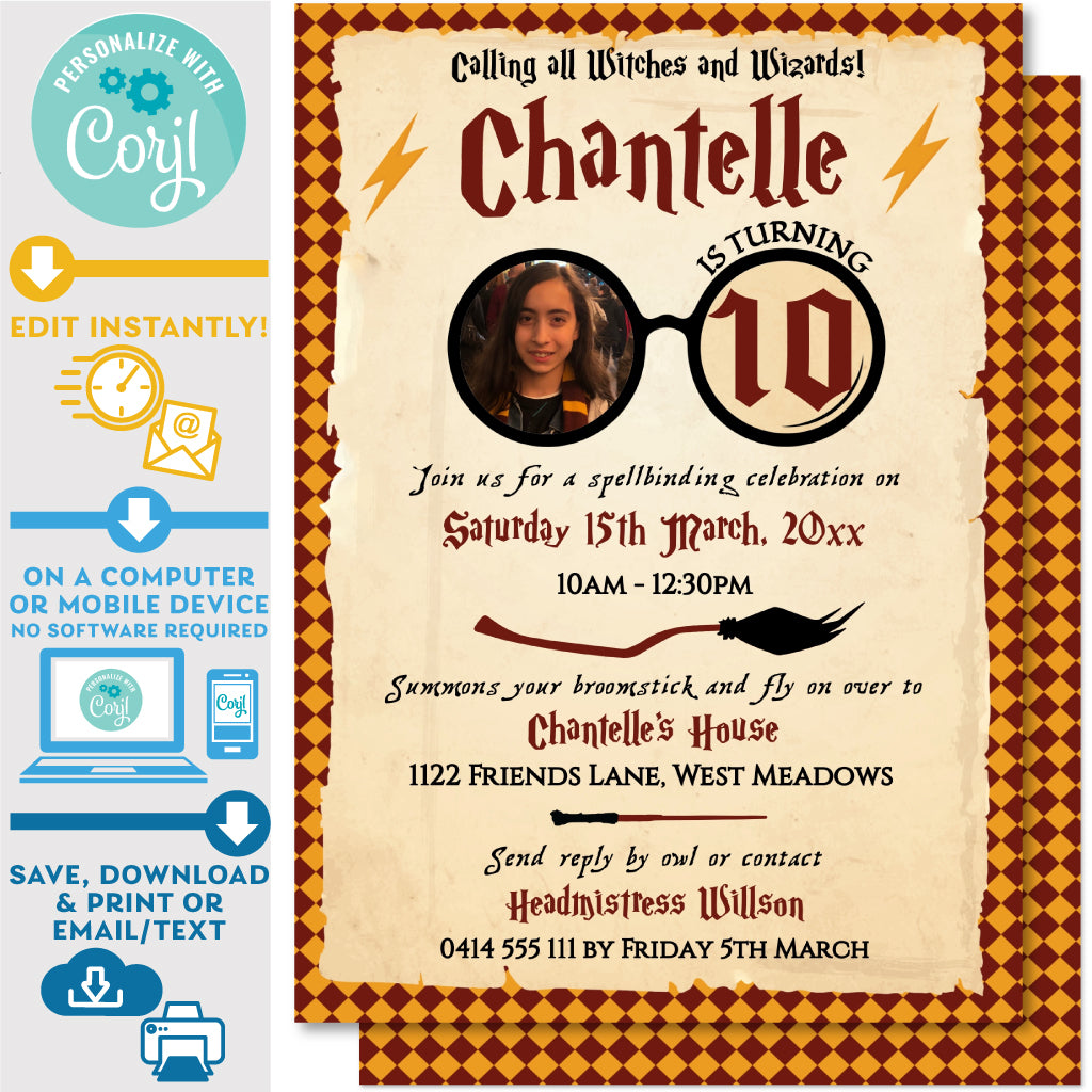 PRINTABLE Harry Potter Photo Invitation 5 x 7 – Invite Central