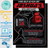 PRINTABLE Martial Arts MMA Karate Boys Invitation in Black and Red 5" X 7"