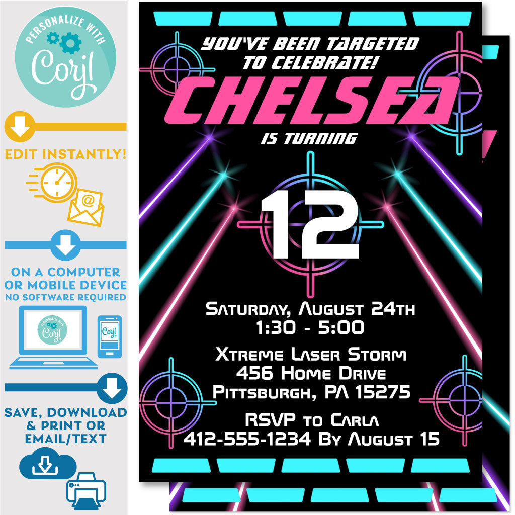 laser quest party invite template