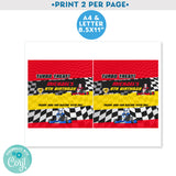 PRINTABLE Go Kart Racing Hershey Bar 1.55oz Wraps Red & Yellow