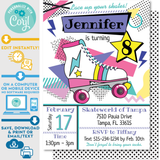 PRINTABLE 80s Retro Roller Skate Invitation 5" x 7"