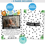 Birth Announcement Card Photo with Jungle Animals Design
