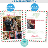 PRINTABLE Christmas Greetings Family Photo Vintage Airmail Postcard