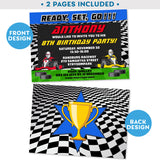 PRINTABLE Go Kart Racing Invitation Blue & Green 5" x 7"