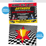 PRINTABLE Go Kart Racing Invitation Red & Yellow 5" x 7"