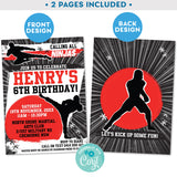 PRINTABLE Karate Ninja Warrior Boys Invitation in Black and Red 5" X 7"