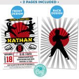 Karate Kid Ninja Boys Birthday Invitation Editable in Corjl