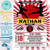 PRINTABLE Karate Kid Ninja Boys Birthday Invitation 5" X 7"