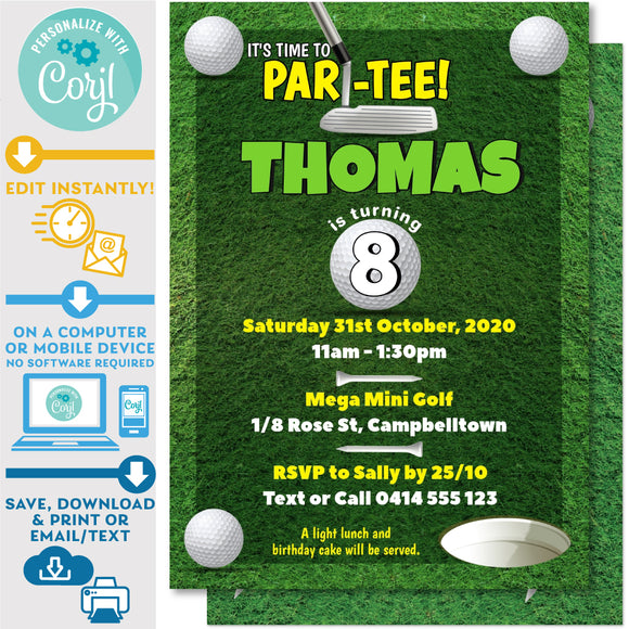 PRINTABLE Mini Golf Kids Birthday Invitation 5
