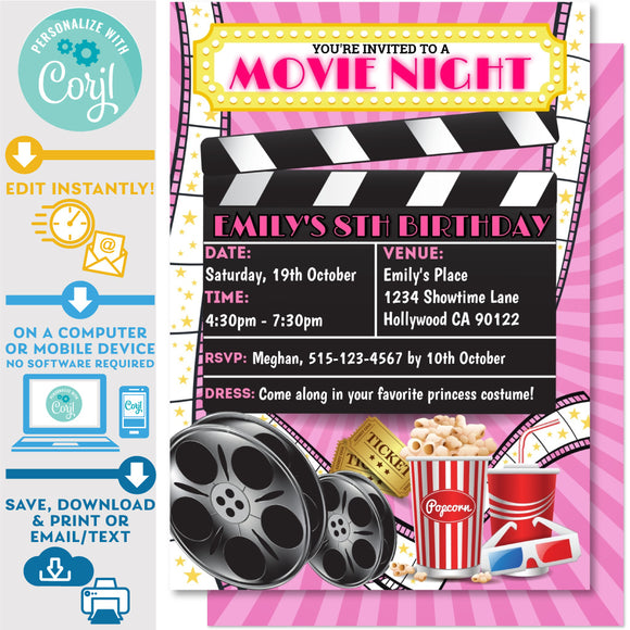 Movie Night Backyard Invitation
