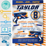 Nerf Party Play Dart Blaster Gun Wars Battle Invitation Invite editable Zazzle Store