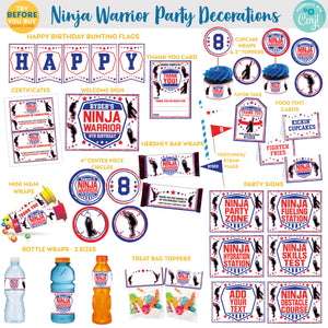 Printable Ninja Warrior Boys Decorations Package WITHOUT Invitation