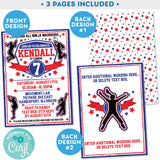 Ninja Warrior Girl Invitation Invite Blue and Red editable Zazzle Store