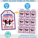 PRINTABLE Ninja Warrior Boy & Girl Blue & Red Favor Tags 2.5" x 3.5"