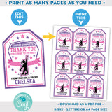 PRINTABLE Ninja Warrior Girls Pink & Purple Favor Tags 2.5" x 3.5"