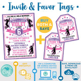 PRINTABLE Ninja Warrior Girls Invitation in Pink and Purple 5" x 7"