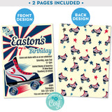 Retro Roller Skate Party Let's Roll Vintage Style Roller Skating Birthday Invitation