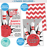 Retro Bowling Invitation Editable Ten Pin Up in Red and Black Zazzle 